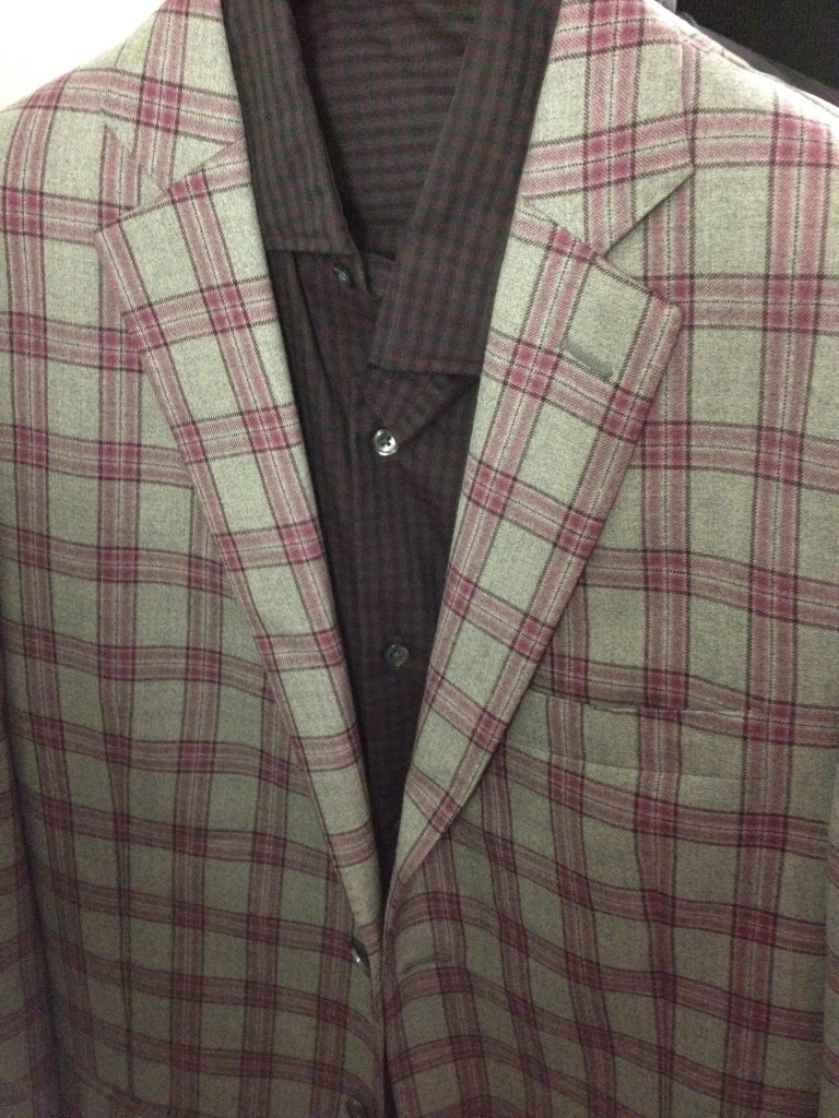 JHilburn berry plaid suit coat