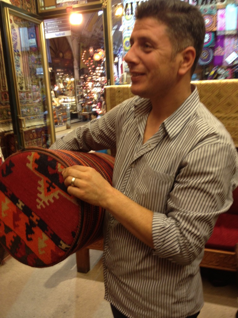Turks are serious about their rug making tradition. It took this merchant a year to make this stool!