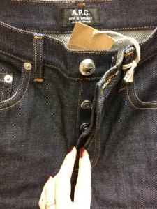 button fly front raw denim A.P.C