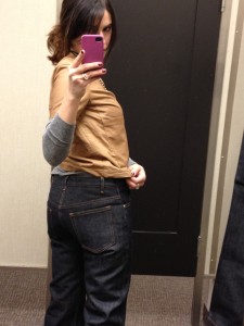 raw denim back pockets