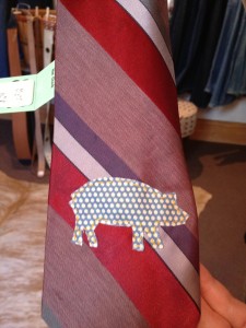 Coat Check Girl pig shaped tie
