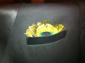 Streamside peacock feather pocket square