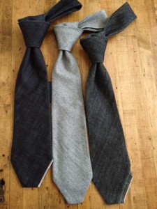 Urbane Apparel raw denim ties (colors: ink & black)