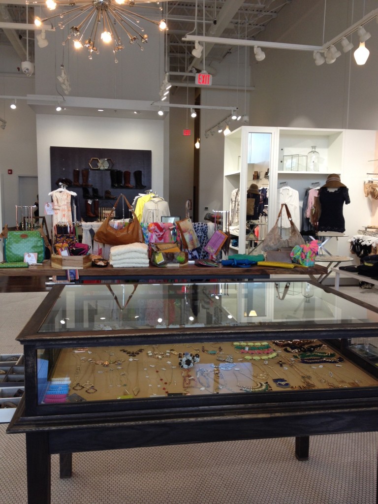 glass table jewelry display at V2V Arbor Crossing Ann Arbor, MI