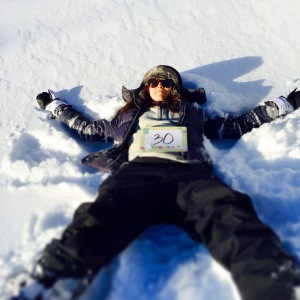 making a snow angel in Plymouth, MI